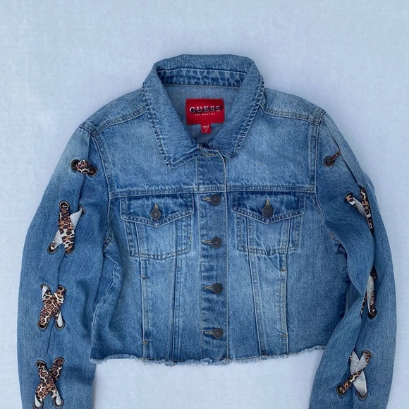 New Guess Denim Cropped Women's Jacket SZ S - Picture 1 of 7